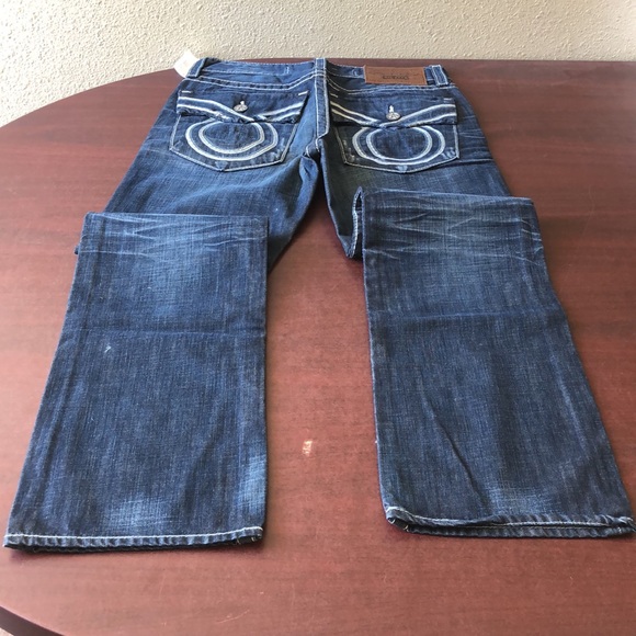 NWT Union Vintage Look/Distressed Denim Jeans, Thick Stitch Embroidered - Picture 3 of 5